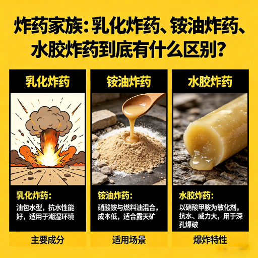 平泉炸药家族：乳化炸药、铵油炸药、水胶炸药到底有什么区别？
